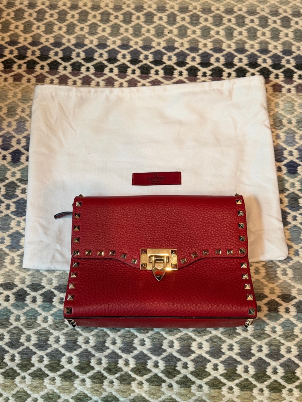 Valentino Rockstud Red Leather Crossbody Bag